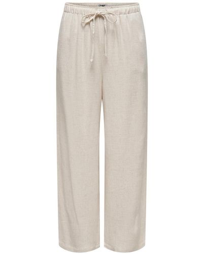 ONLY Stoffhose ONLSIESTA MW PULL-UP LINEN BL PNT N - Weiß