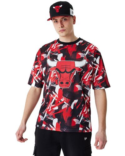 KTZ T-Shirt NBA AOP MESH OS CHICAGO BULLS TEE Mehrfarbig - Rot