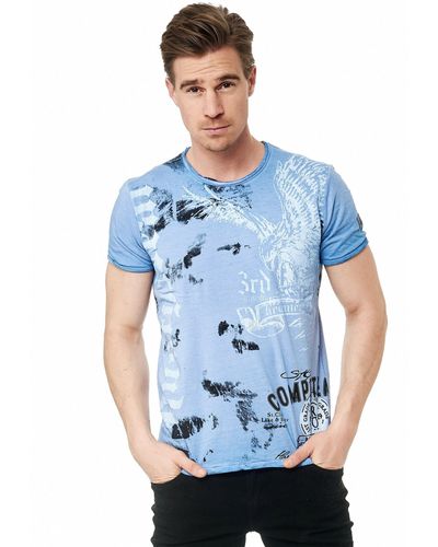 Rusty Neal T-Shirt mit Adler-Print - Blau