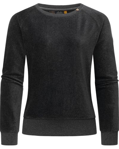 Ragwear Sweater Johanka Velvet Stylischer Pullover in Cord-Optik - Schwarz