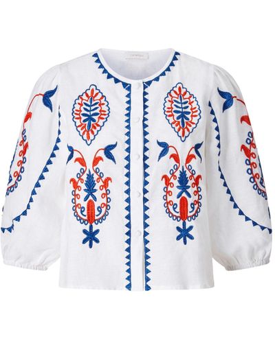 Rich & Royal Klassische Bluse embroidery blouse - Blau