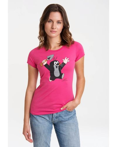 Logoshirt T-Shirt Der kleine Maulwurf mit lizenziertem Originaldesign - Pink