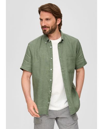 S.oliver Kurzarmhemd aus Leinen - Grün