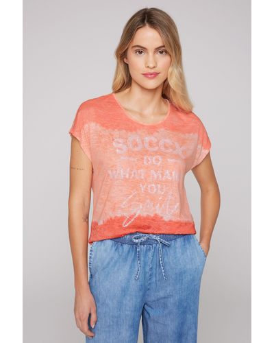 SOCCX Rundhalsshirt mit überschnittenen Schultern - Orange