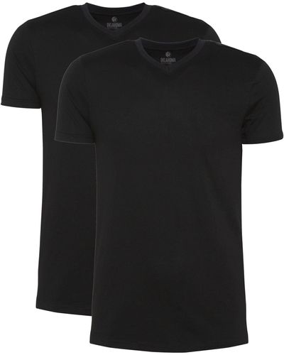 OKLAHOMA PREMIUM DENIM T-Shirt Doppelpack unifarben (, 1-tlg) - Schwarz