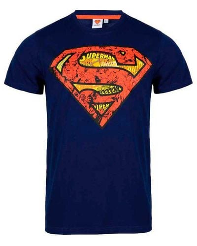 Dc Comics Print- Superman kurzarm T- Shirt Gr. S bis XXL, 100% Baumwolle - Blau