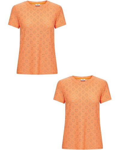 Jacqueline De Yong 2er-Set Kurzarm Rundhals T-Shirt (2-tlg) 7157 in Neon Orange