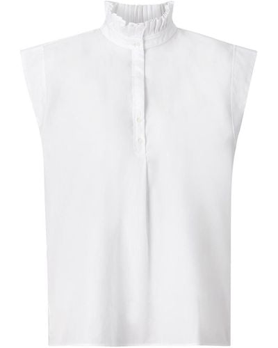 Rich & Royal Blusenshirt cotton blouse with ruffle sustainab, white - Weiß