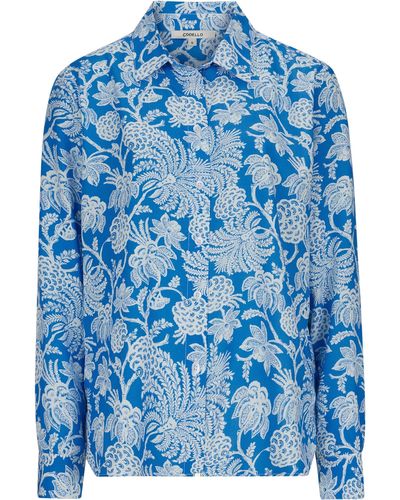 Codello Klassische Bluse aus Viskose mit Blumen-Muster - Blau