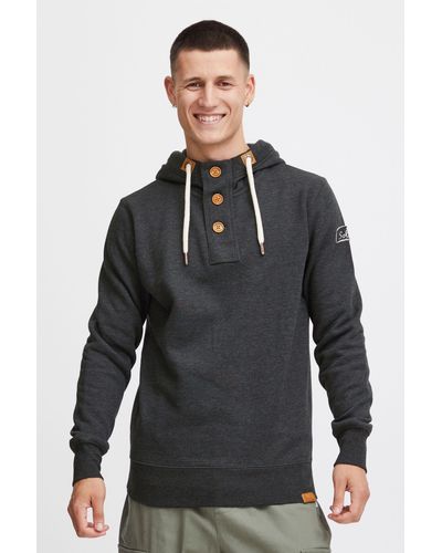 Solid Hoodie SDTripStrip Kapuzensweatshirt mit Knopfleiste - Schwarz