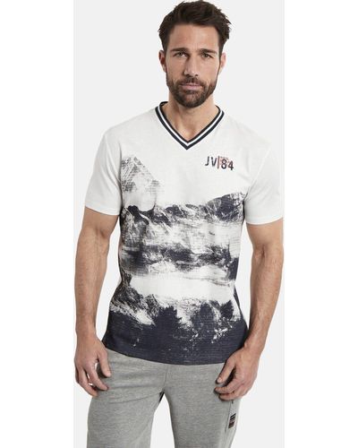 Jan Vanderstorm T-Shirt JADON mit einfarbigem Rückenteil - Grau