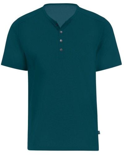 Trigema T-Shirt mit Knopfleiste DELUXE Baumwolle (1-tlg) - Grün