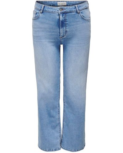 Only Carmakoma Boyfriend- Curvy Wide Fit Jeans Plus Size Stretch Denim Hose 7207 in Hellblau