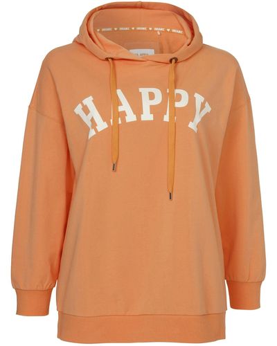 Via Appia Due Kapuzenpullover Verspieltes Kapuzensweatshirt 'HAPPY' in Uni-Design - Orange