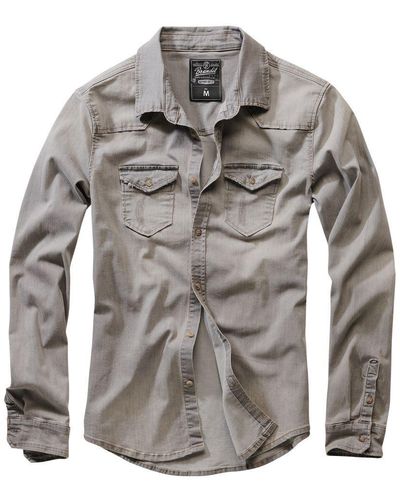 BRANDIT Langarmhemd Riley Denim Shirt Long Sleeve - Grau