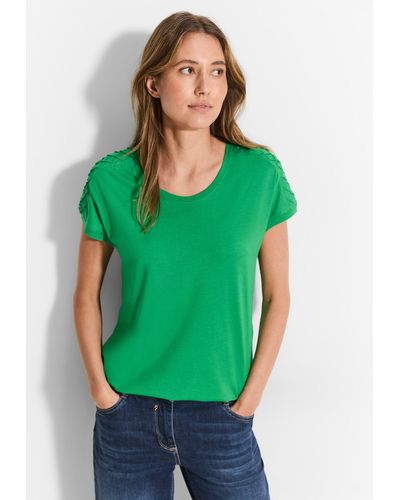 Cecil T-Shirt mit Biesen-Dekoration - Grün