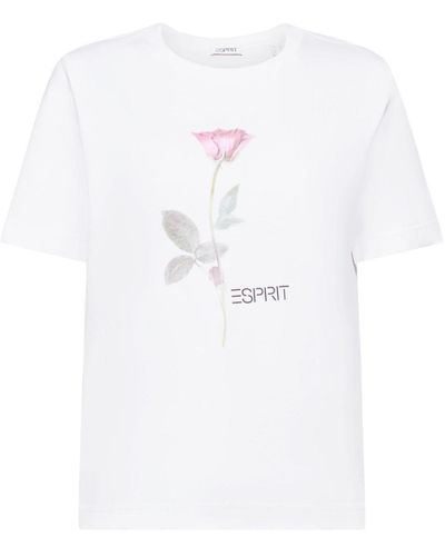 Esprit Baumwoll-T-Shirt mit Grafikprint (1-tlg) - Weiß
