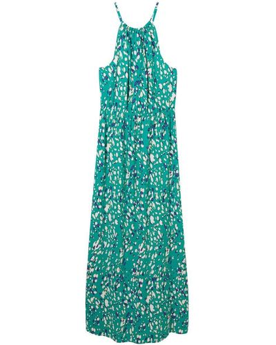 Tom Tailor Sommerkleid halterneck maxi dress, abstract green dot print - Blau