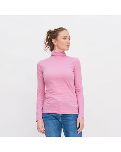 Living Crafts Rollkragenshirt NIA Feines Langarm-Shirt mit angesagtem Rollkragen - Pink