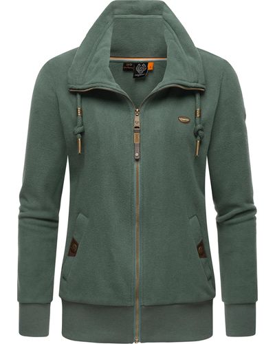 Ragwear Sweatjacke Rylie Solid weicher Fleece Zip-Sweater mit Kordeln - Grün