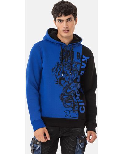 Cipo & Baxx Kapuzensweatshirt im rockigen Look - Blau