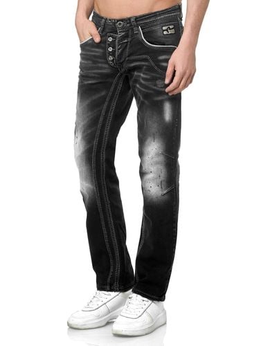 Rusty Neal Jeans im bequemen Straight Fit-Schnitt - Grau