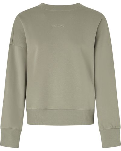 Pepe Jeans Sweatshirt EVELYN mit kleiner -in-Ton Logostickerei - Grün