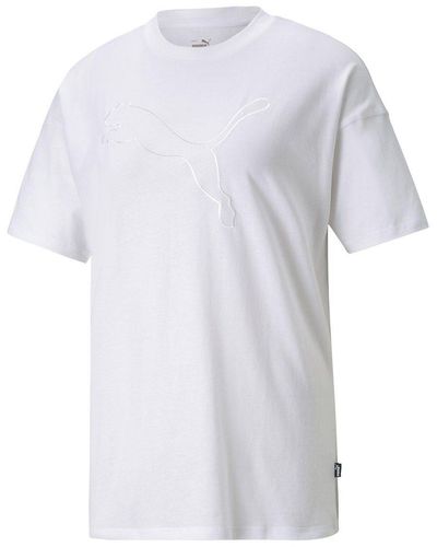 PUMA T-Shirt - Evostripe Tee, Rundhals, Logo - Weiß