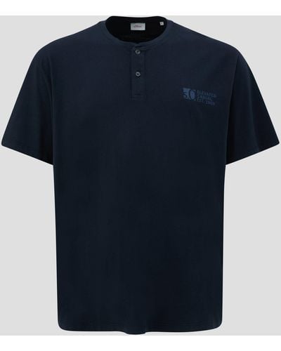 S.oliver Kurzarmshirt T-Shirt mit und Henley-Ausschnitt Garment Dye - Blau