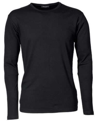 Tee Jays Langarmshirt Mens Longsleeve Interlock T-Shirt - Schwarz
