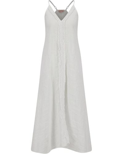 Kate Storm Trägerkleid Leinenkleid (1-tlg) - Weiß