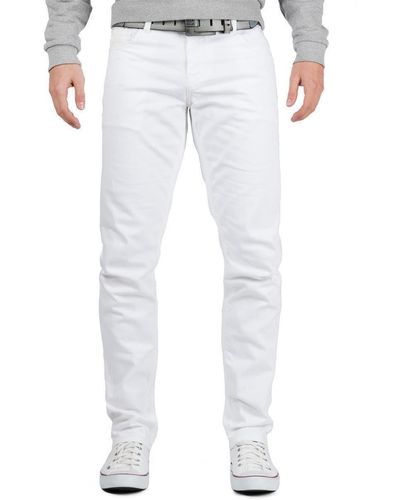 Cipo & Baxx Slim-fit-Jeans BA-CD319C casual Jeans Hose im schlichten Design Weiße Jeans im Casual Look