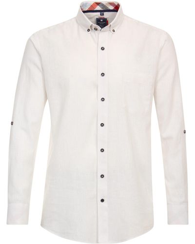 Redmond Langarmhemd uni Comfort Fit - Weiß