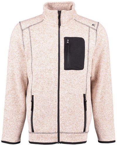 OS-Trachten Strickfleecejacke Nucku Outdoorjacke mit Stehkragen und Brusttasche in Kontraststoff - Pink