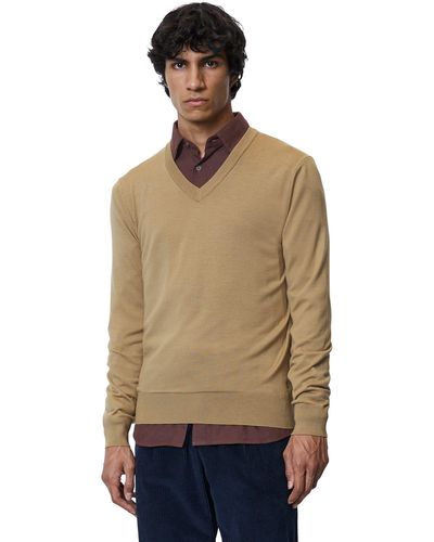 Marc O' Polo V-Ausschnitt-Pullover aus leichter und softer Merino-Qualität - Blau