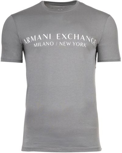 Armani Exchange T-Shirt - Schriftzug, Rundhals, Cotton - Grau