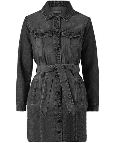 Jacqueline De Yong Shirtkleid Jeans Blusen Kleid JDYSANSA LIFE Midi Rock Dress Denim Design - Schwarz