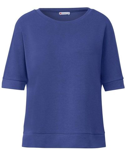 Street One T- / Da., Polo / LTD QR silk look shirt - Blau