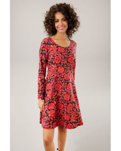Aniston CASUAL Jerseykleid mit harmonischem Blumendruck - Rot