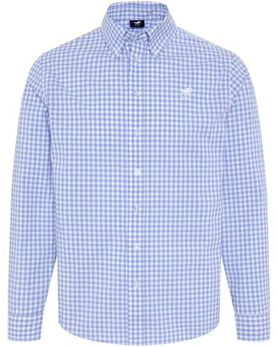 Polo Sylt Langarmhemd mit minimalistischem Karomuster - Blau
