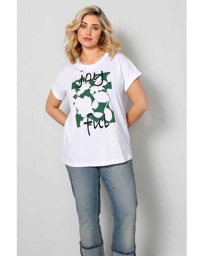Sara Lindholm Rundhalsshirt T-Shirt großer Print Rundhals Halbarm - Grau