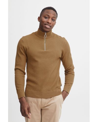 Casual Friday Troyer Karlo structured zipper knit - Braun