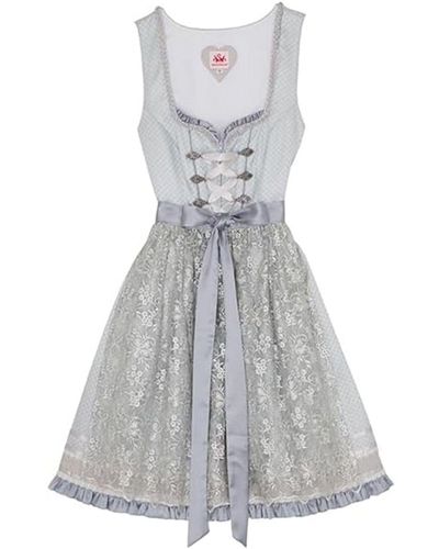 Spieth & Wensky Betsy- 2-teiliges Midi- Kleid Dirndl Trachtenkleid kurz - Grau