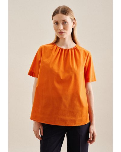 Seidensticker Shirtbluse Schwarze Rose Kurzarm Rundhals Uni - Orange
