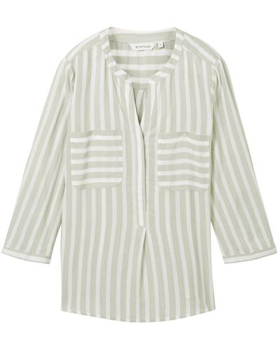 Tom Tailor Langarmbluse Bluse dünnes Dreiviertelarmshirt (1-tlg) - Weiß