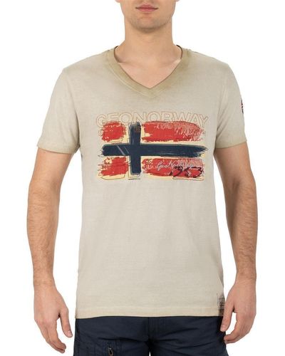 Geo Norway T- Casual Kurzarm Shirt bajoasis Men (1-tlg) im Used Look - Weiß