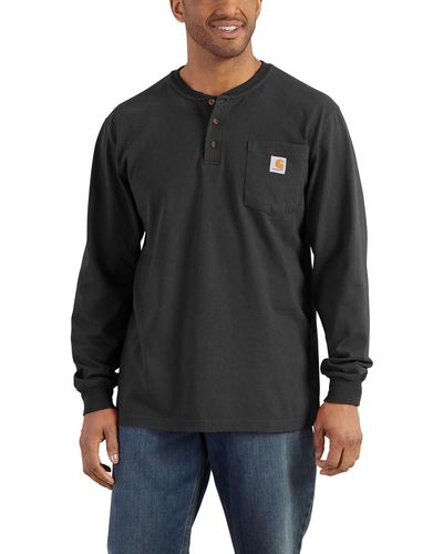 Carhartt Langarmshirt Loose Fit Heavyweight Long-Sleeve Pocket Henley T-Shirt Adult - Schwarz