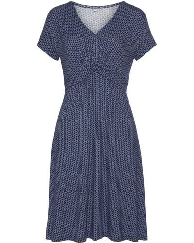 Vivance Jerseykleid mit geometrischem Print, figurschmeichelndes T-Shirtkleid, Sommerkleid - Blau