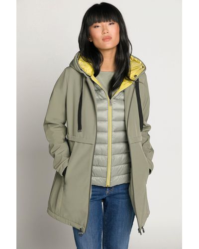 Gina Laura 3-in-1-Softshelljacke Steppweste Kapuze - Grün