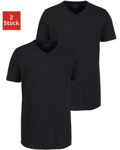 Jack & Jones T-Shirt V-Neck (2er-Pack) - Schwarz